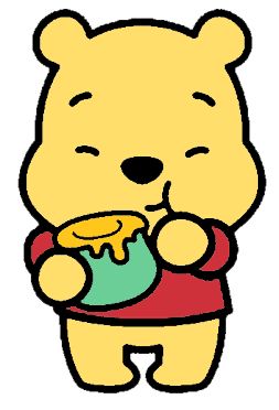 a winnie the pooh bear holding a cupcake