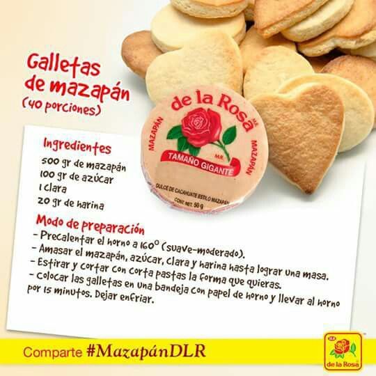 some heart shaped cookies are next to a piece of paper that says, galletas de mazaparin