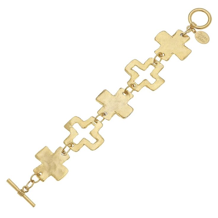 Susan Shaw Linked Cross Toggle Bracelet - Susan Shaw Jewelry Susan Shaw, Necklace Combo, Preppy Jewelry, Jewelry Accessories Ideas, Precious Jewels, Toggle Bracelet, Jewelry Lookbook, Stacked Jewelry, 24kt Gold