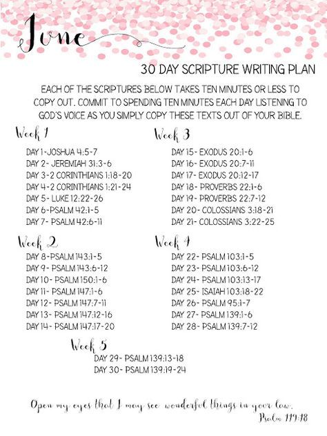 the 30 day scripture writing plan with pink and white confetti sprinkles