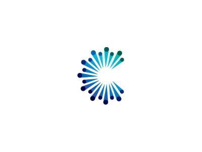 an image of a blue and green logo on a white background with the letter c