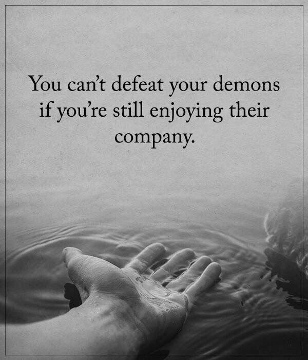 someone is holding their hand in the water with an advertise that says you can't defat your demons if