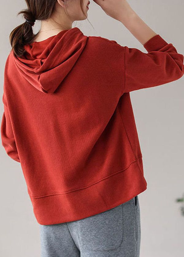 Women Brick Red Drawstring Hooded Print Cotton Sweatshirts Top Long SleeveFabric: Cotton BlendedSize & Fit: Fit: This garment fits true to size.Length: Size XL measures 23.79"from shoulder to hemBust: Great for any cup size. Waist: Loose Fit. Comfortable room throughout midsection.Hip: Loose Fit - room for hips. Hand Wash Cold. Hooded Solid Color Tops, Winter Solid Top With Drawstring, Solid Color Winter Tops With Drawstring, Winter Solid Color Top With Drawstring, Winter Drawstring Top, Winter Crew Neck Top With Drawstring, Winter Drawstring Crew Neck Top, Red Cotton Hoodie For Fall, Comfortable Solid Color Hooded Top