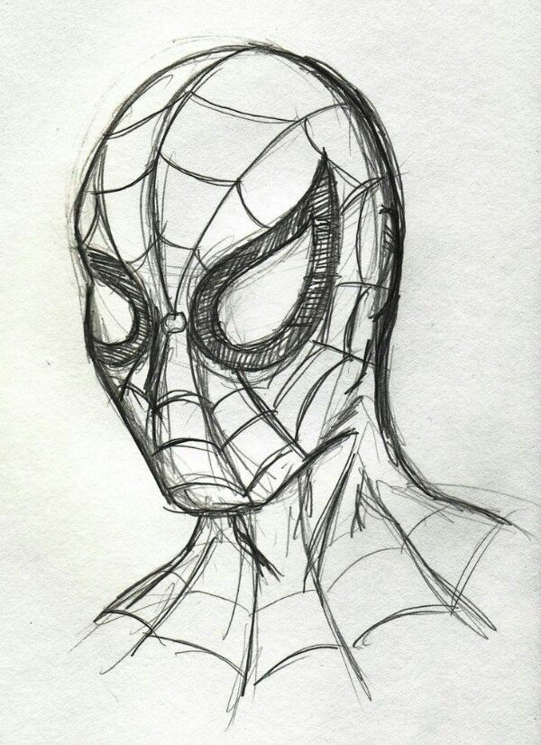 a drawing of a spider man's face