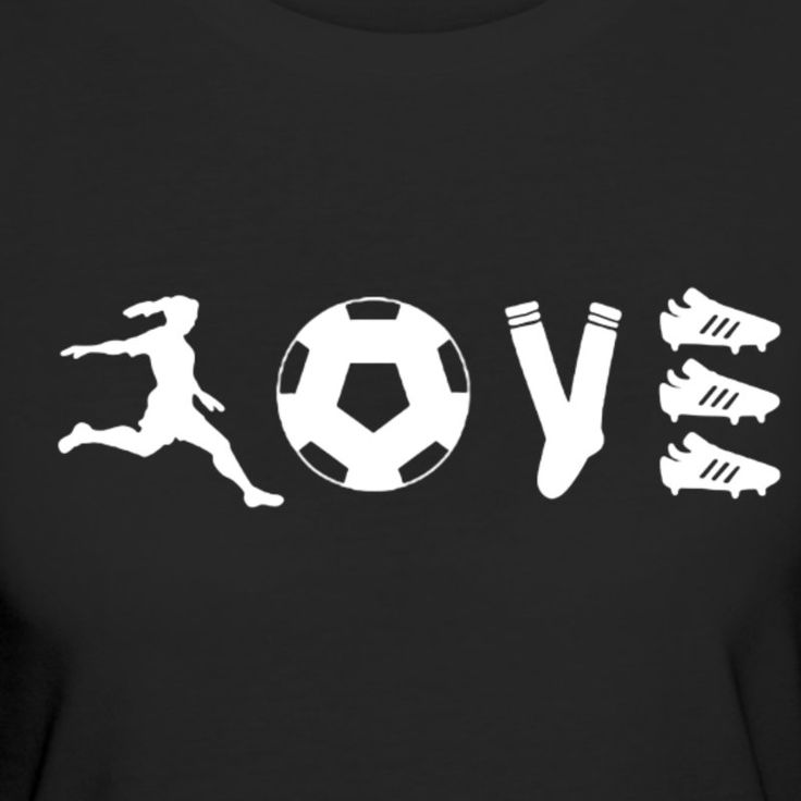 the word love is written in white on a black t - shirt with an image of a soccer ball