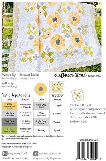 the sunflower stand quilt pattern is shown