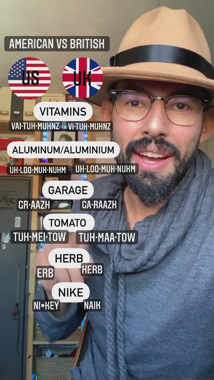 This may contain: a man wearing glasses and a hat with the names of different countries in front of him