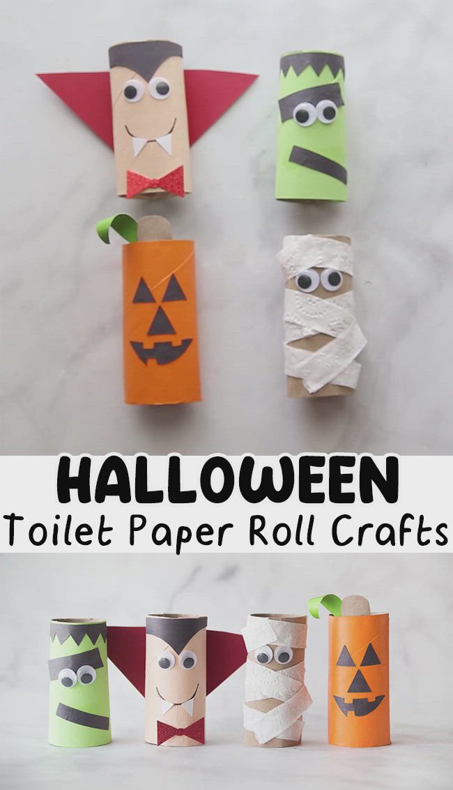 This may contain: this toilet paper roll craft is so cute and easy to make it looks like halloween