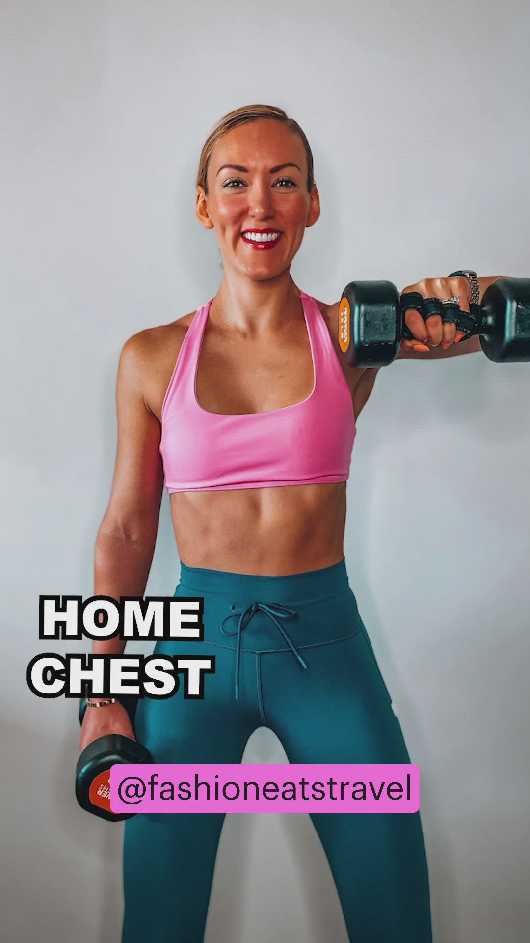 This contains an image of: HOME CHEST WORKOUT @fashioneatstravel