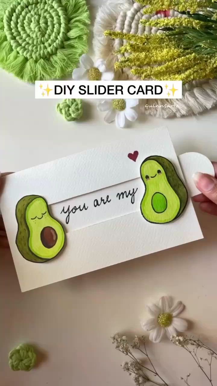 This may contain: an avocado card with the words you are my on it and some flowers