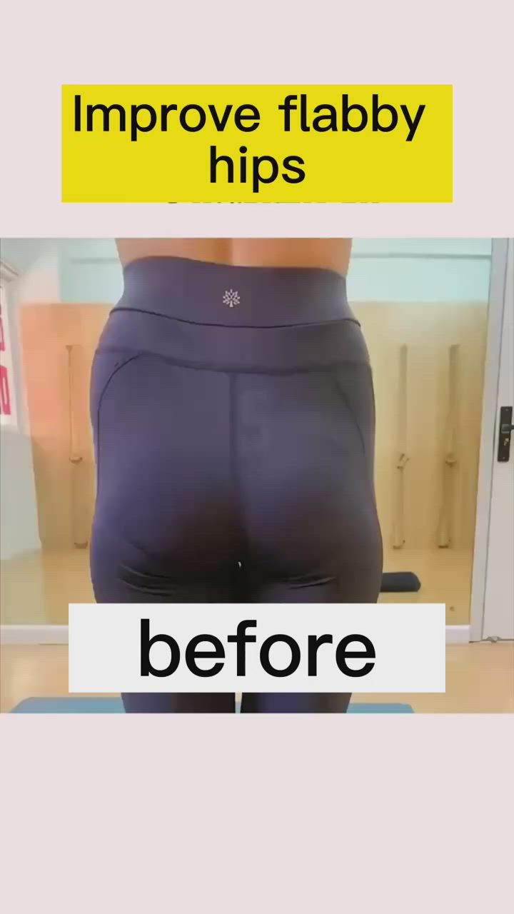 This contains an image of: Flabby hip exercise | how to get rid of hip flab