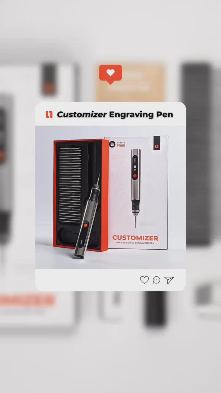 This may contain: an orange and white box with a pen in it that says customize engraving pens