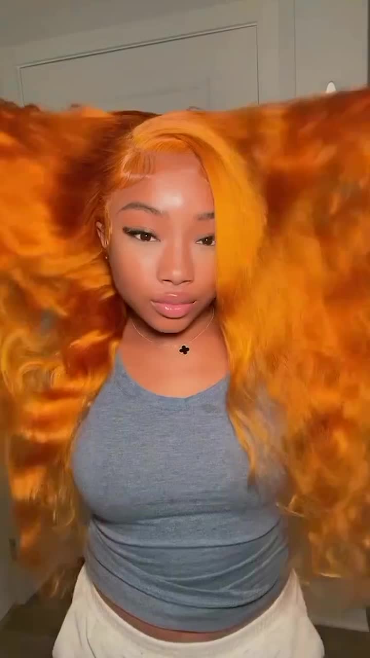 Flash Sale $120 Off Ginger Orange Body Wave Lace Wig Fall Color Human Hair Wigs