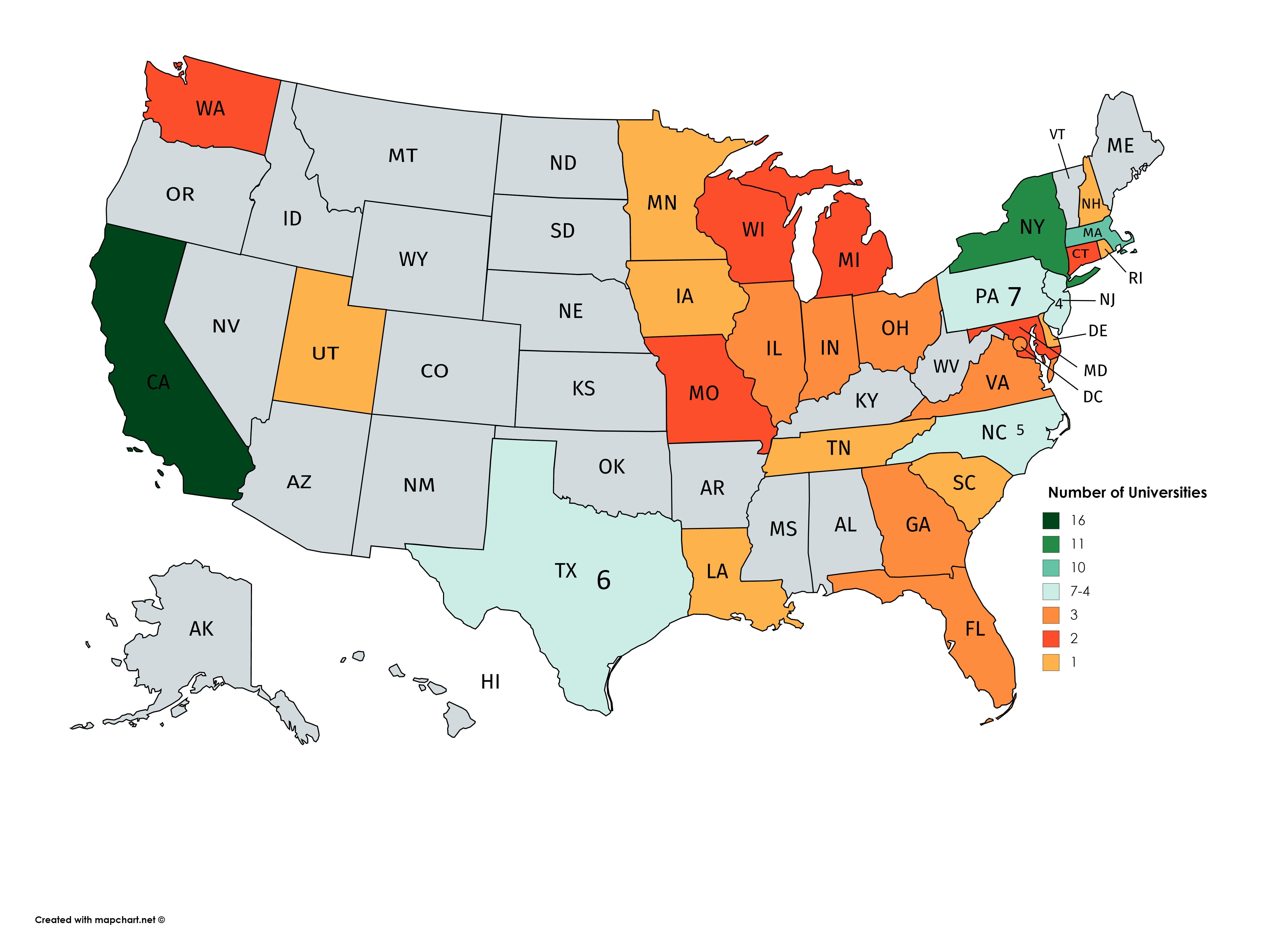 Colleges By State Map