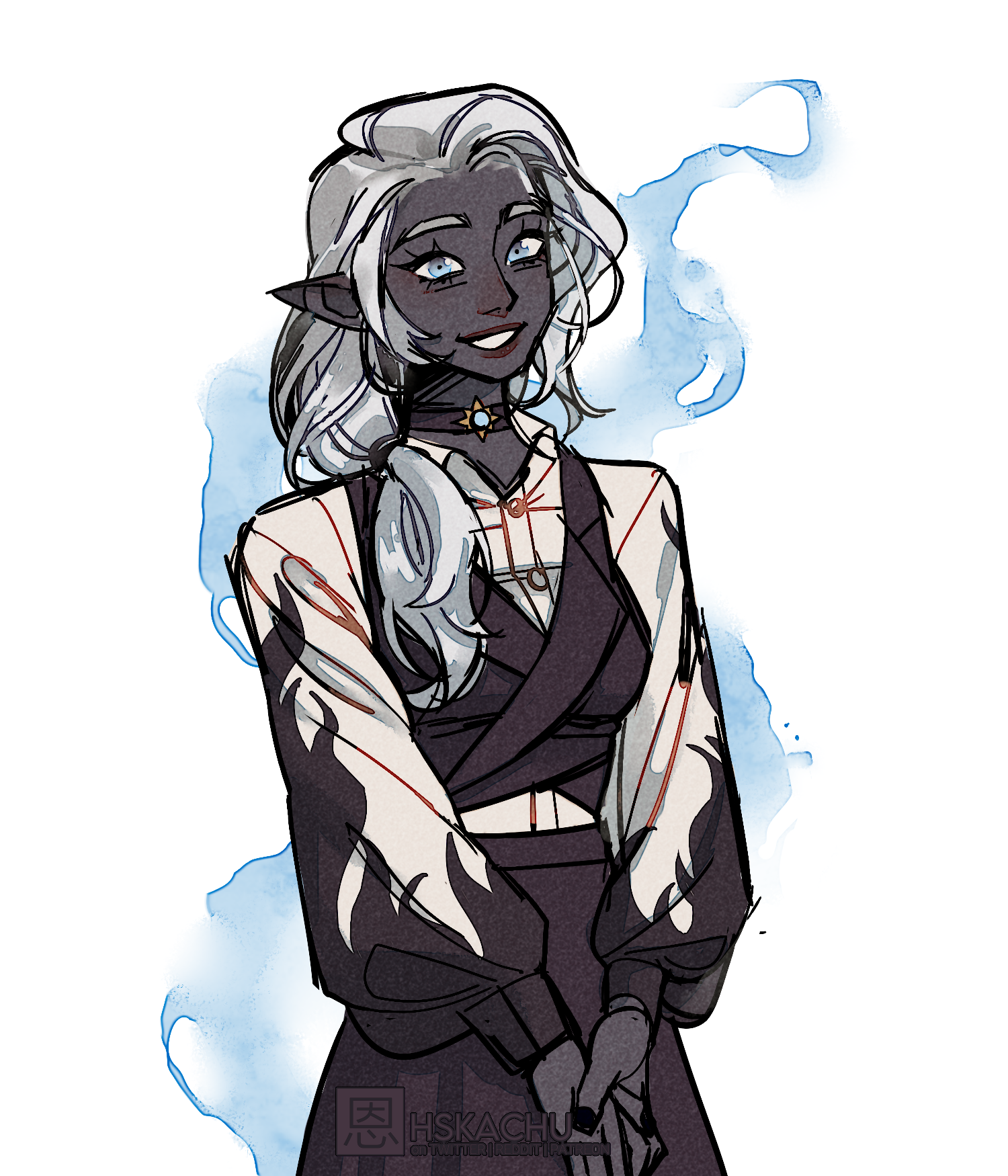 [Art] [OC] [Comm] Serena, the Half-Drow Divine Sorceress of Eilistraee ...