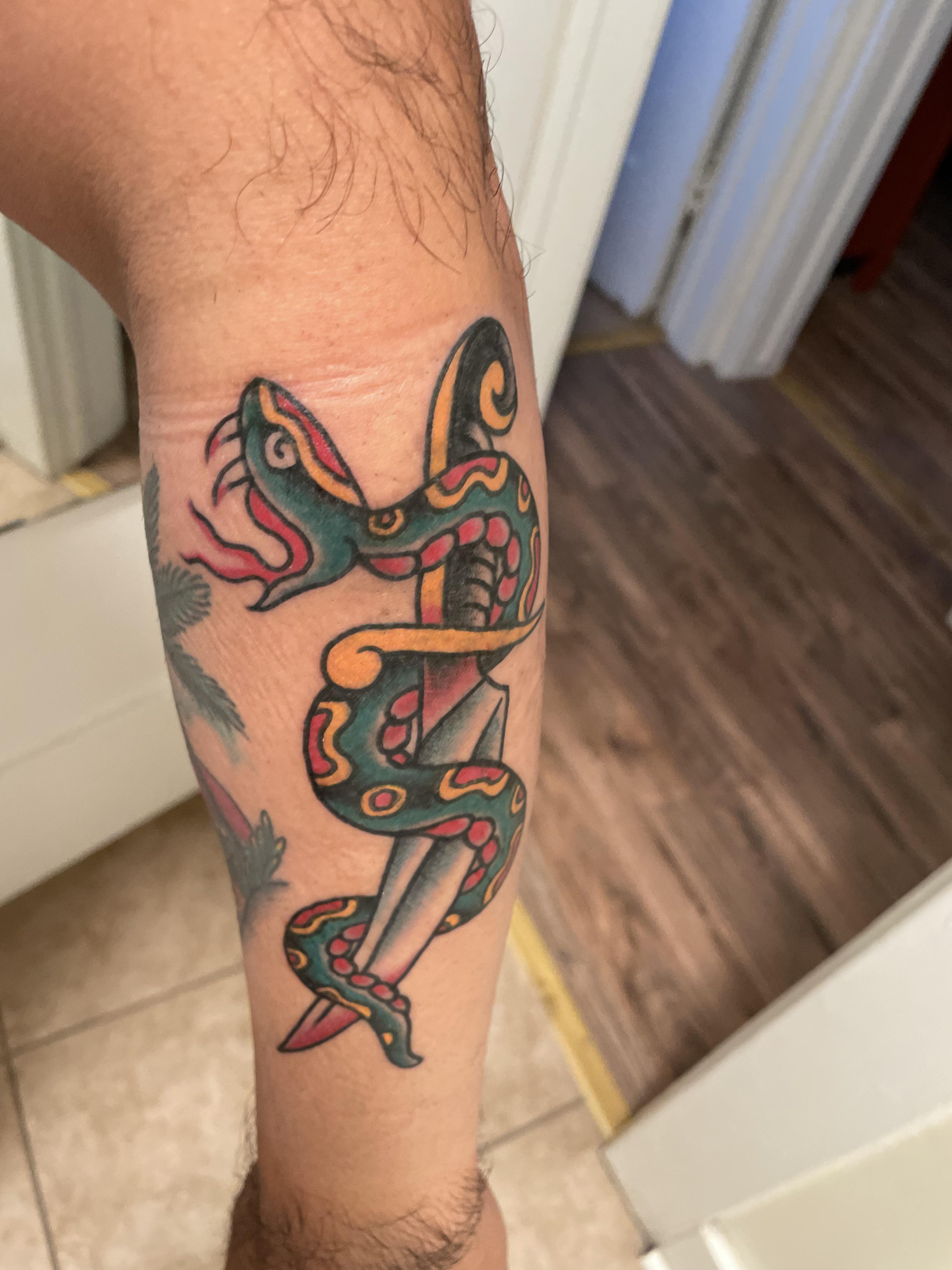 Old Tattoos Renewed A Snake and Dagger Tattoo Story  Tattoodo