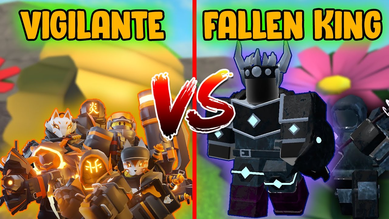 Vigilante Skins VS Fallen King | Tower Defense Simulator | ROBLOX - YouTube