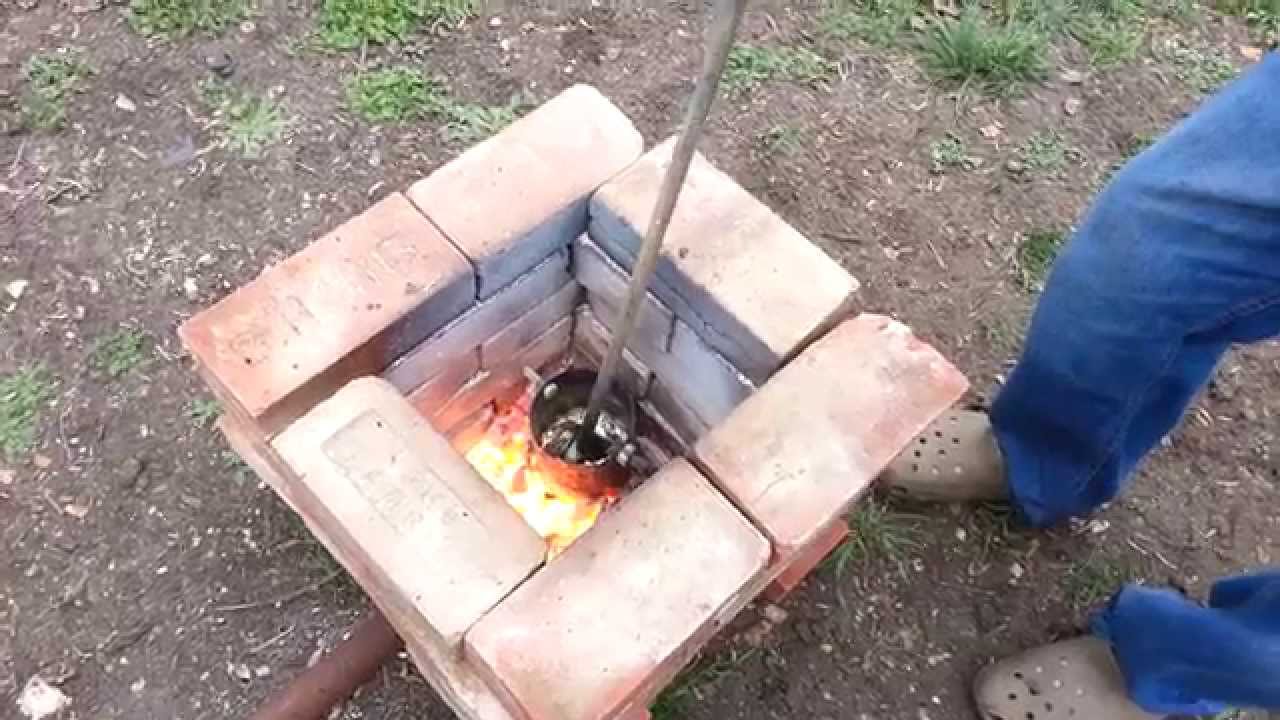 Melting Aluminum In A Homemade DIY Furnace Foundry YouTube