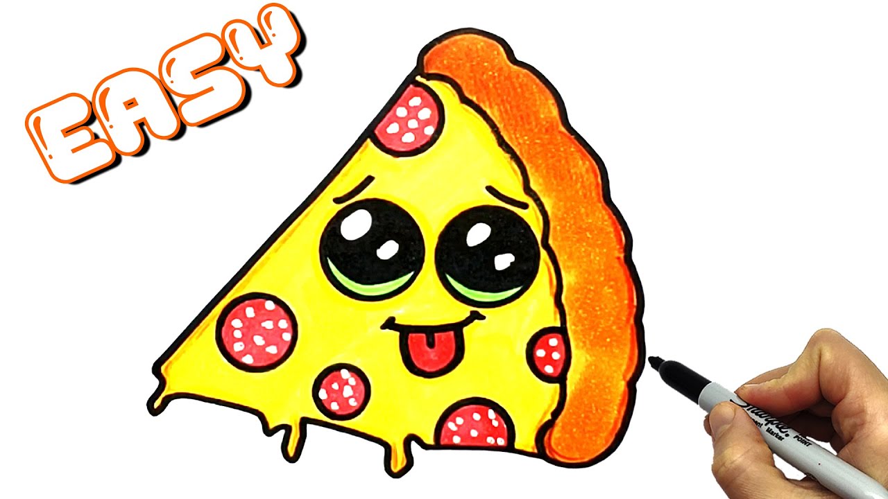 How To Draw A Cute Pizza Super Easy Youtube Kawaii Tekeningen | Images ...