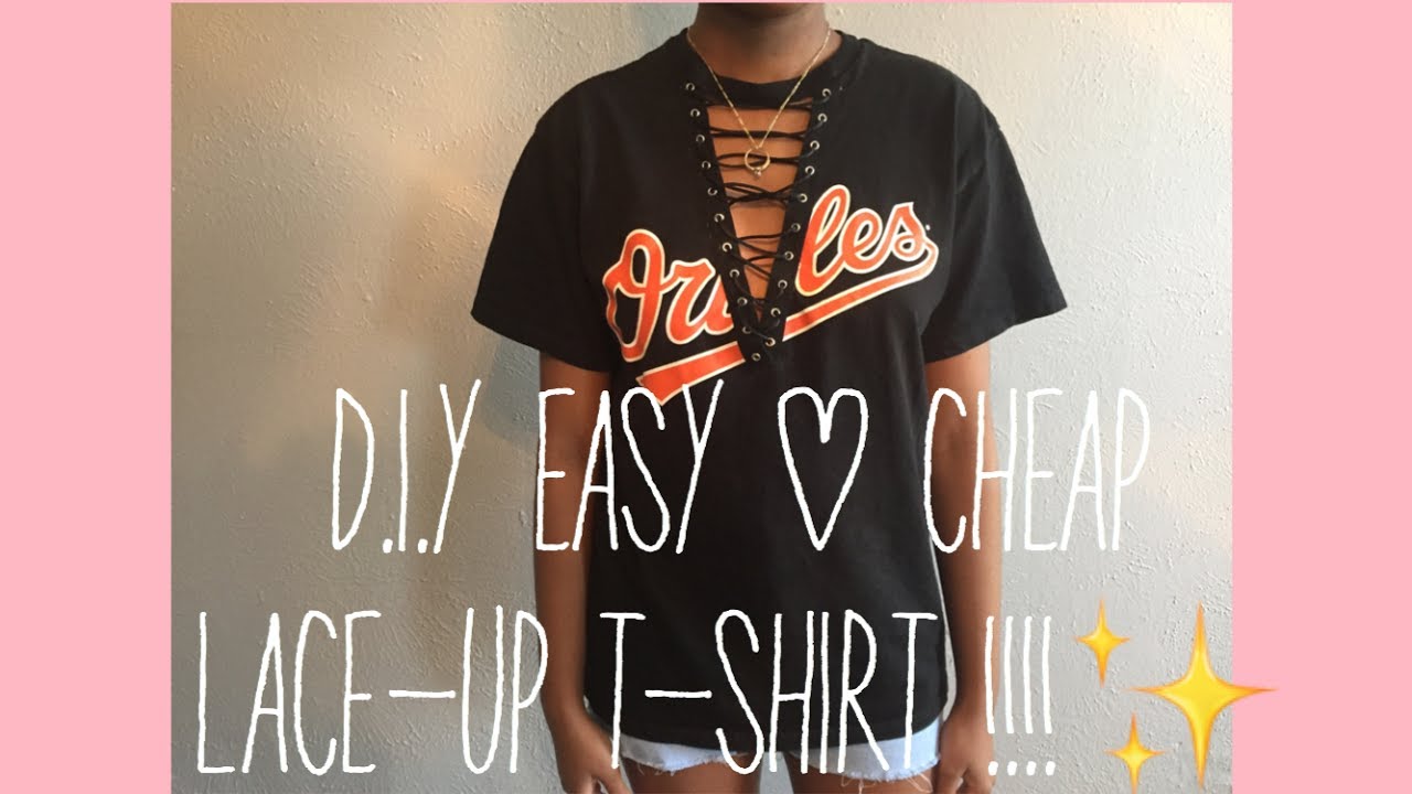 DIY Easy & Cheap Lace up Shirt !!! - YouTube