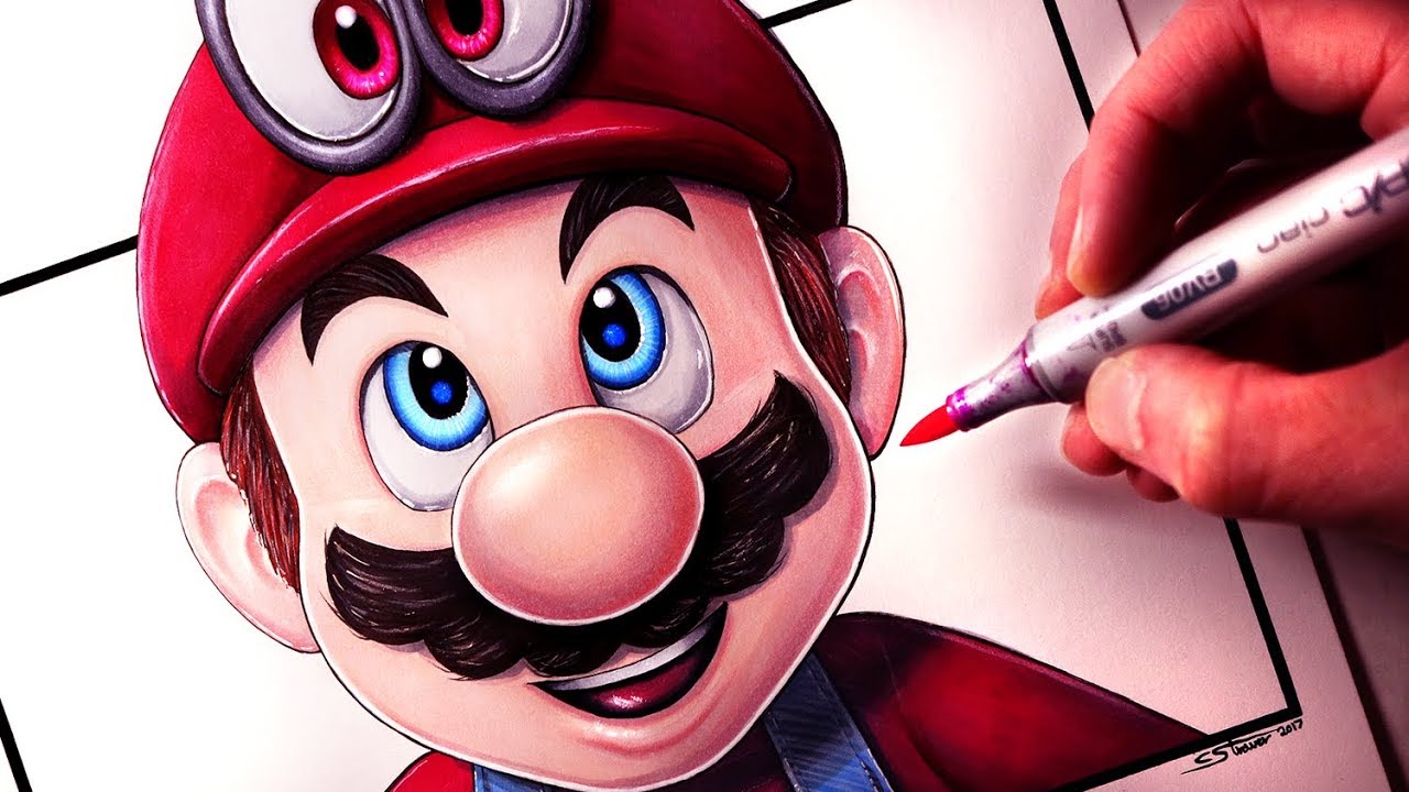 Let'S Draw Super Mario Odyssey - Mario And Cappy - Fan Art Friday - Youtube