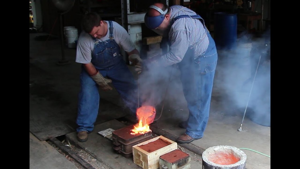 Pouring Molten Brass Backyard Molding And Foundry Work YouTube