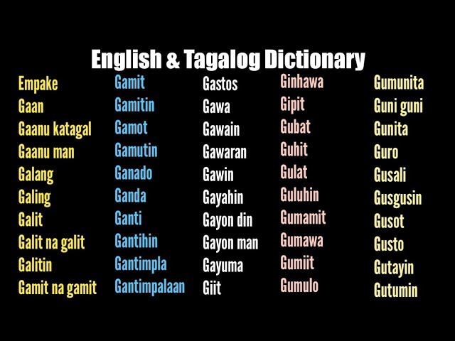 English Tagalog Dictionary (Most Common Filipino Words, 48% OFF