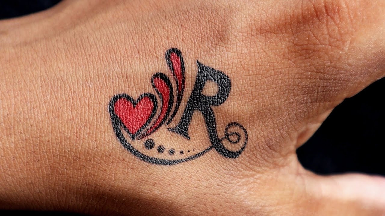 How to make beautiful R letter tattoo at home with pen simple r letter  tattoo  YouTube