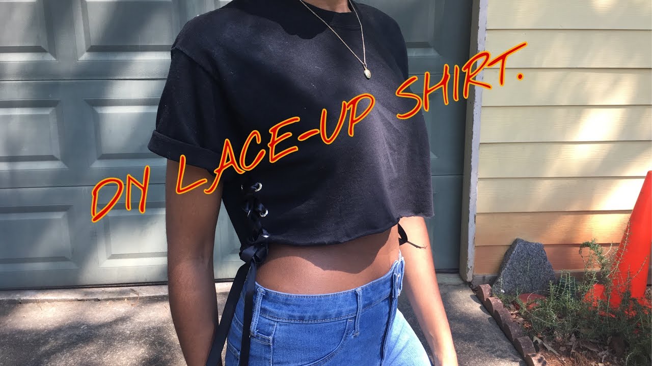 EASY DIY LACE-UP SHIRT! - YouTube