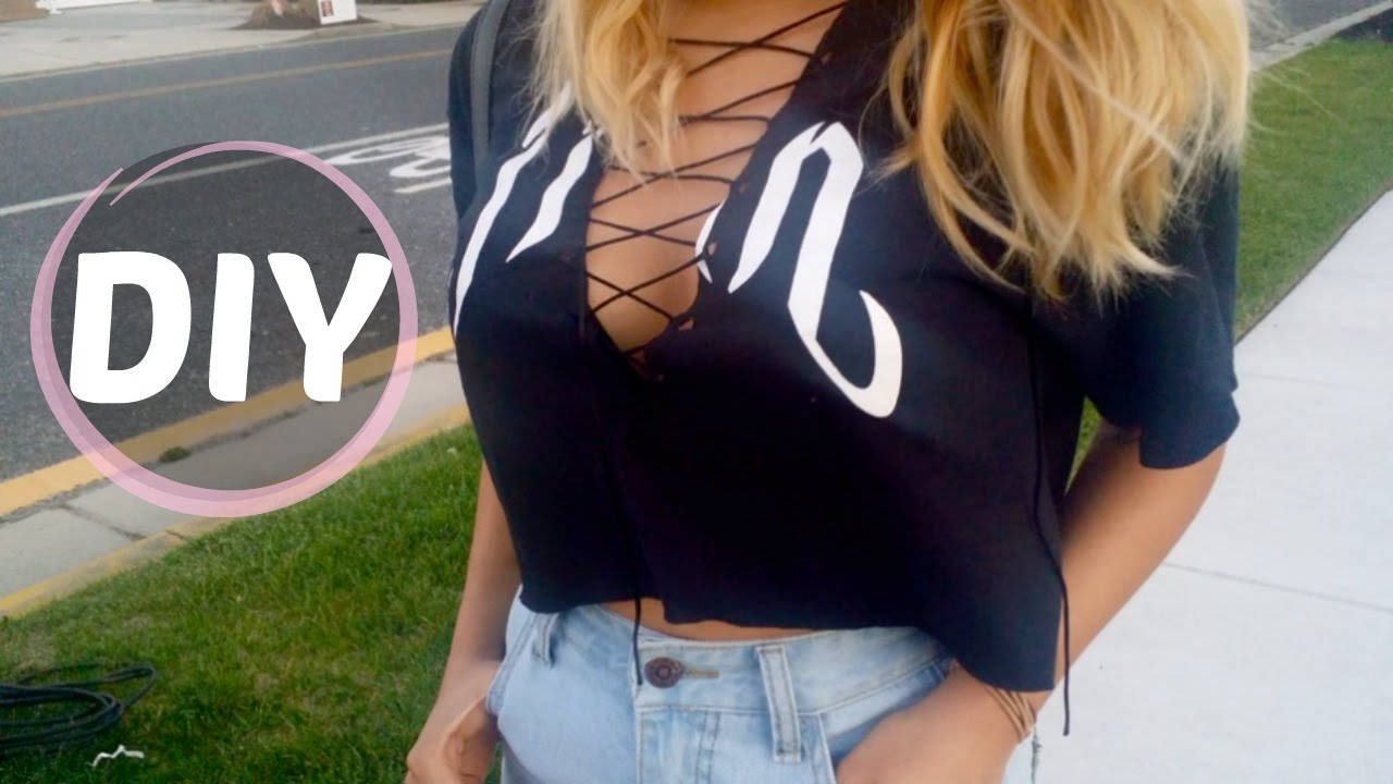 $5 DIY Lace-Up T-shirt | Easy - YouTube