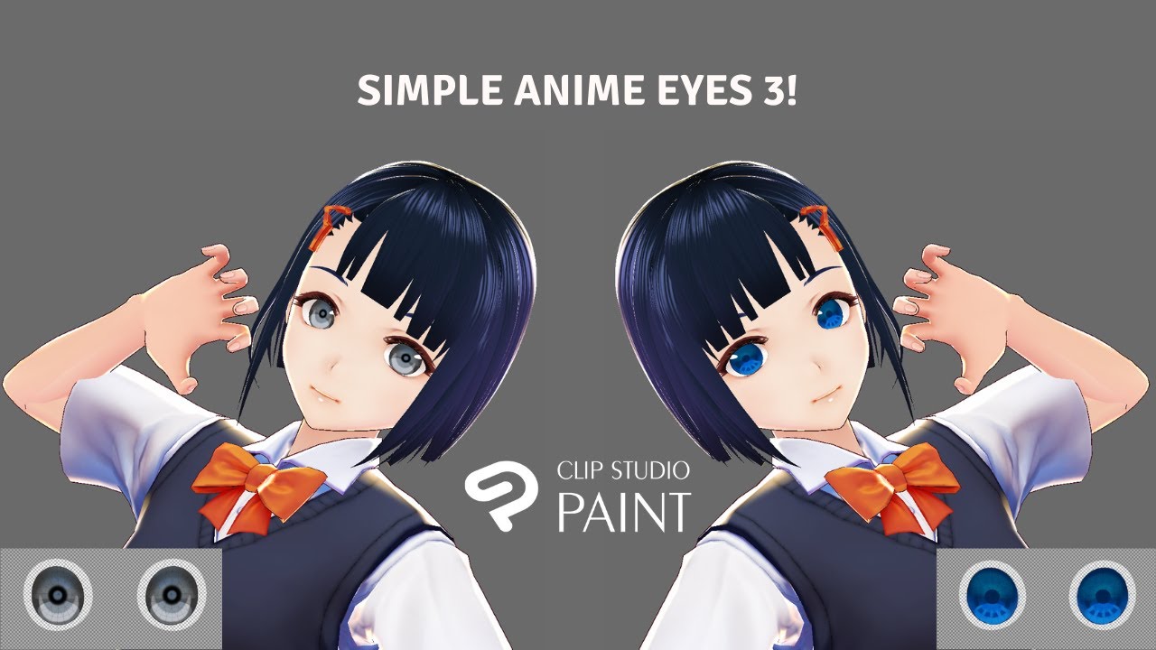 VRoid - Simple Anime Eyes 3 using Clip Studio Paint - YouTube