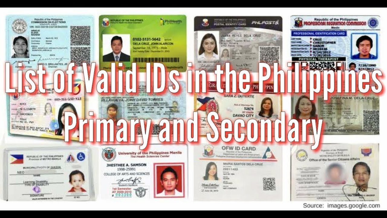 Complete List Of Philippine Valid Ids Primary Ids And Secondary Ids ...