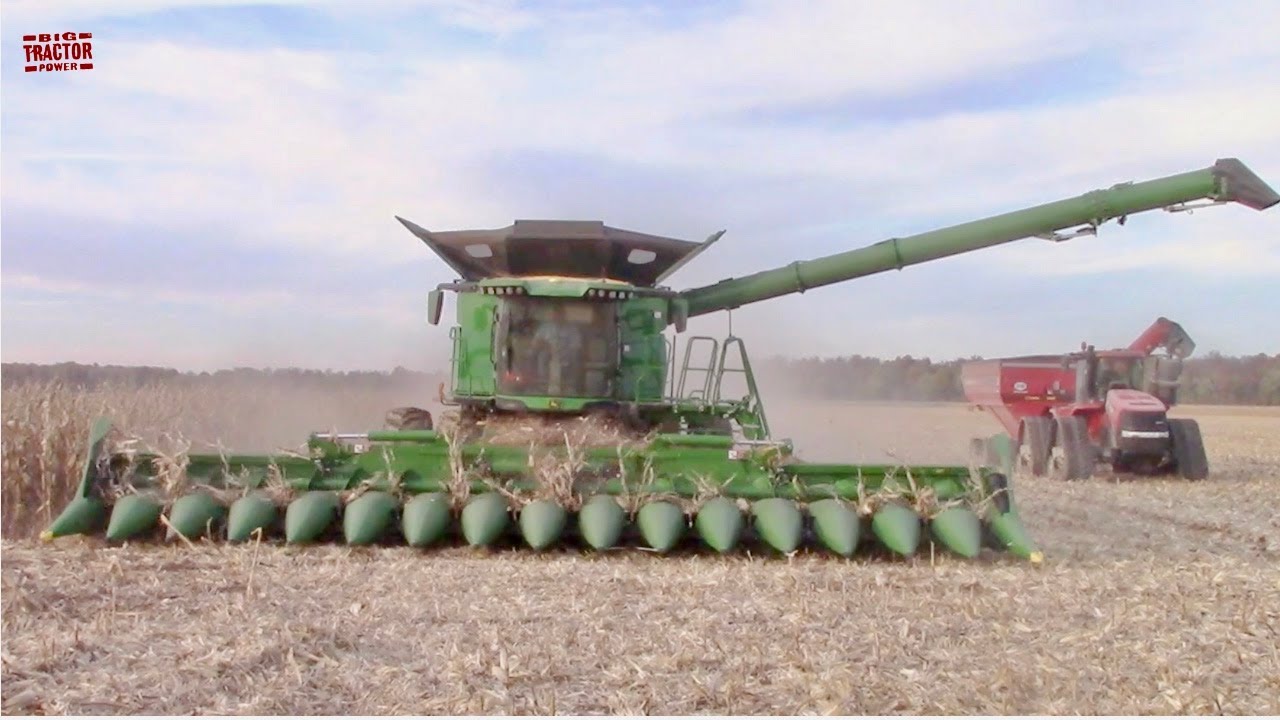 JOHN DEERE X9 1100 Combine Harvesting Corn - YouTube