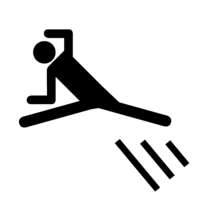 Pictogram of a person who runs and jumps