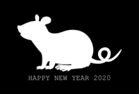 Black and white mouse silhouette New Year's card