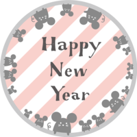 HAPPY NEW YEAR-character-child year in a circle where many mice (rats) look into their faces