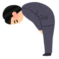 Male office worker bowing deeply (sideways)