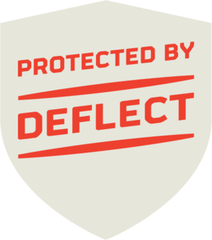 badge for deflect.ca, reading 'Protected by Deflect'