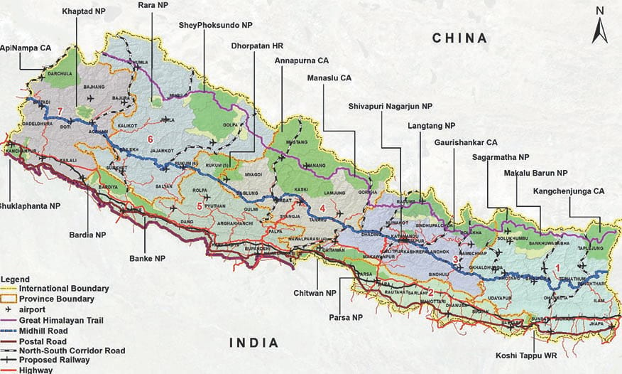 Highways Of Nepal In Map - Middle East Political Map