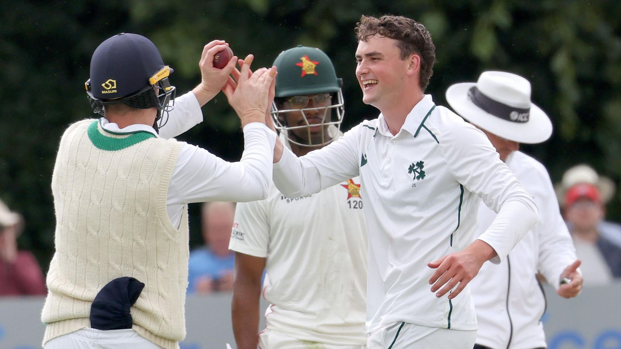 Joy for Matthew Humphreys after claiming his maiden Test wicket