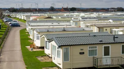 Caravans in a caravan park