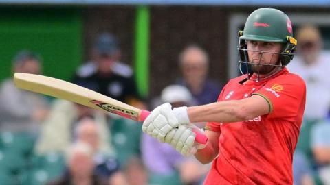 Sol Budinger pulls the ball during an innings for Leicestershire in the One-Day Cup