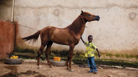 Boy and a horse by Pascale Scherrer