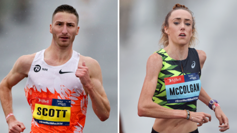 Marc Scott and Eilish McColgan running