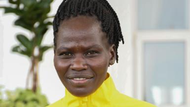 Ugandan Olympic athlete Rebecca Cheptegei poses for a portrait during Team Uganda flag off to the Paris 2024 Olympics