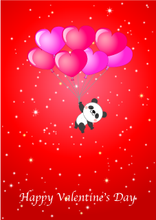 Panda Flying Valentines Day