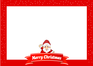 Christmas border of Santa and ribbon