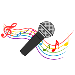 Microphone and Music Note Waving