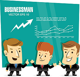 卡通人物的矢量商务分析讲解图表