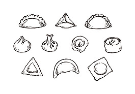 手绘饺子图标